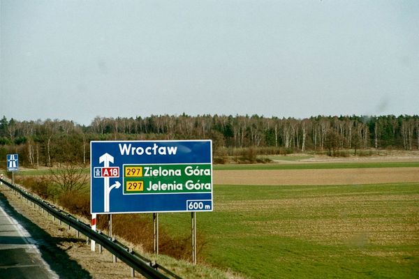 Autobahnleitschild nach Wrocław